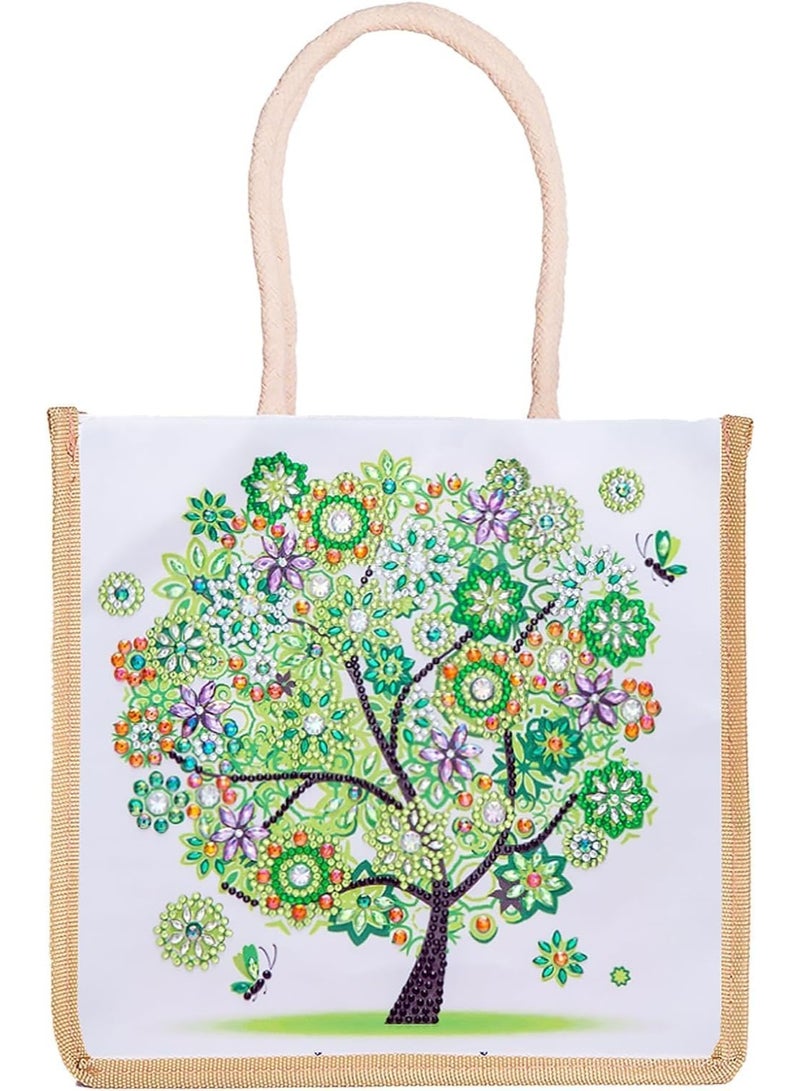 CLENEA Diamond Painting Bag 5D Diamond Art Tote Bags，Diamond Drawing Cross Stitch Shaped Diamond Storage Bag Embroidery Kit Diamond Art Bags Girls Adult Art Craft Decoration Bags (Spring) - Image 1